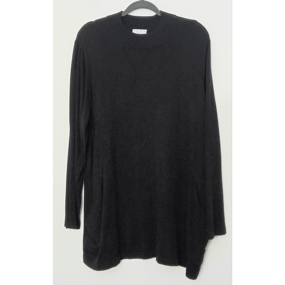 Joan Rivers Sweater Women's Size XL Black Mock Neck Scoop Pockets Pre-owned